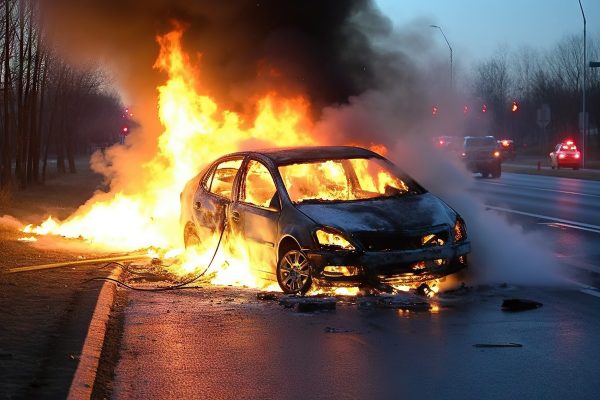 auto incendio fuoco